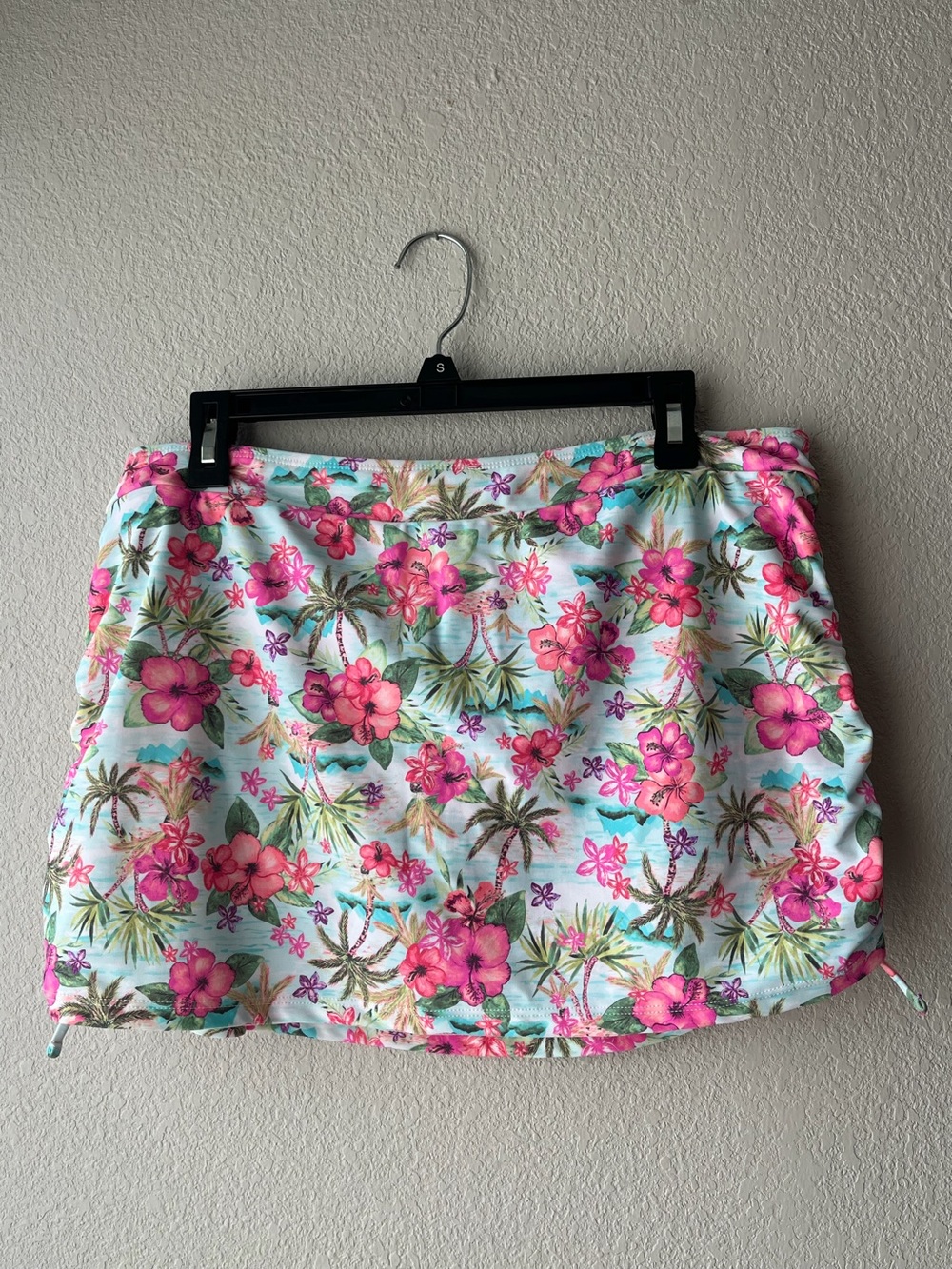 Decree Women Tropical Floral Mini Skirt Adjustable Ties Swimsuit Size XL